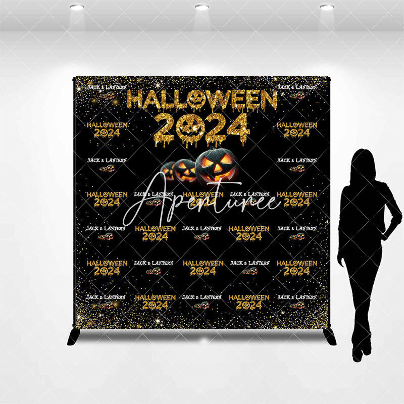 Aperturee - Aperturee Black Gold Glitter Custom Halloween 2024 Backdrop