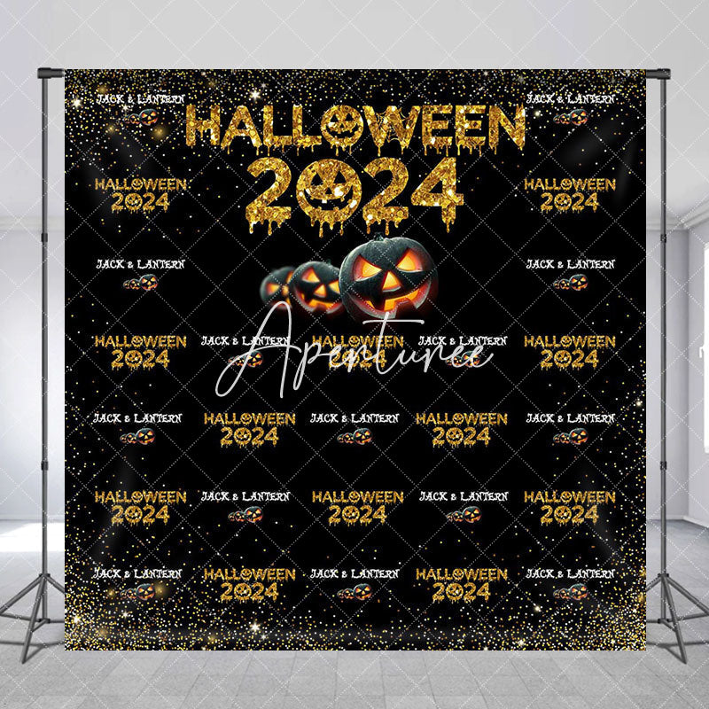 Aperturee - Aperturee Black Gold Glitter Custom Halloween 2024 Backdrop