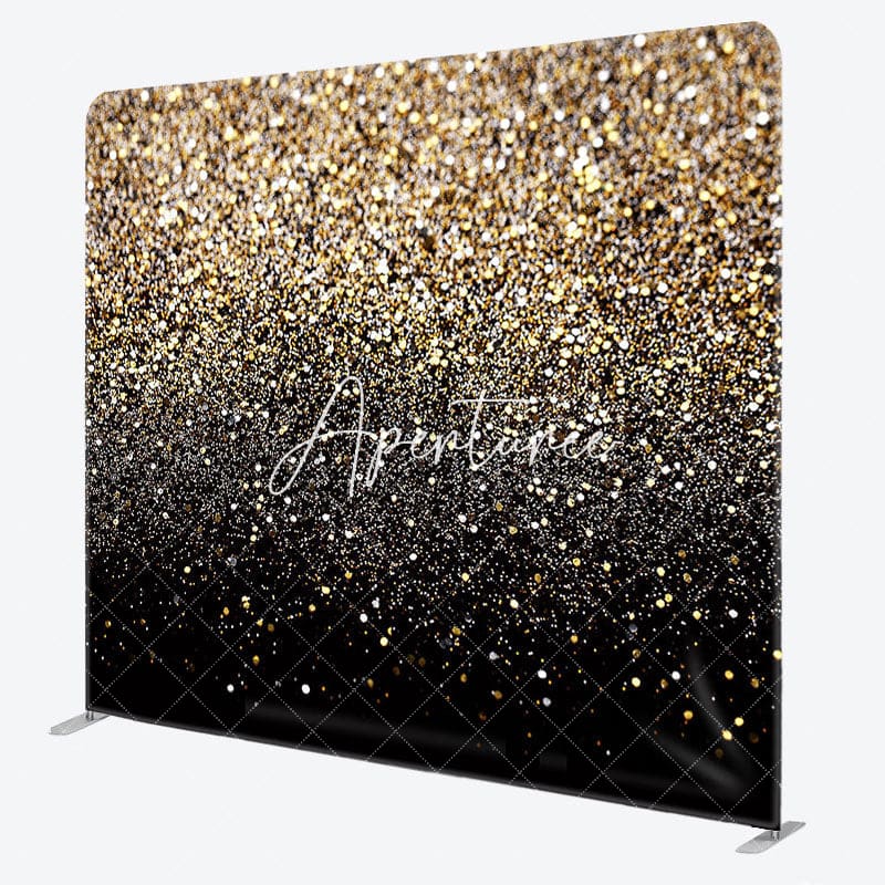 Aperturee - Aperturee Black Gold Glitter Dance Party Pillow Case Backdrop