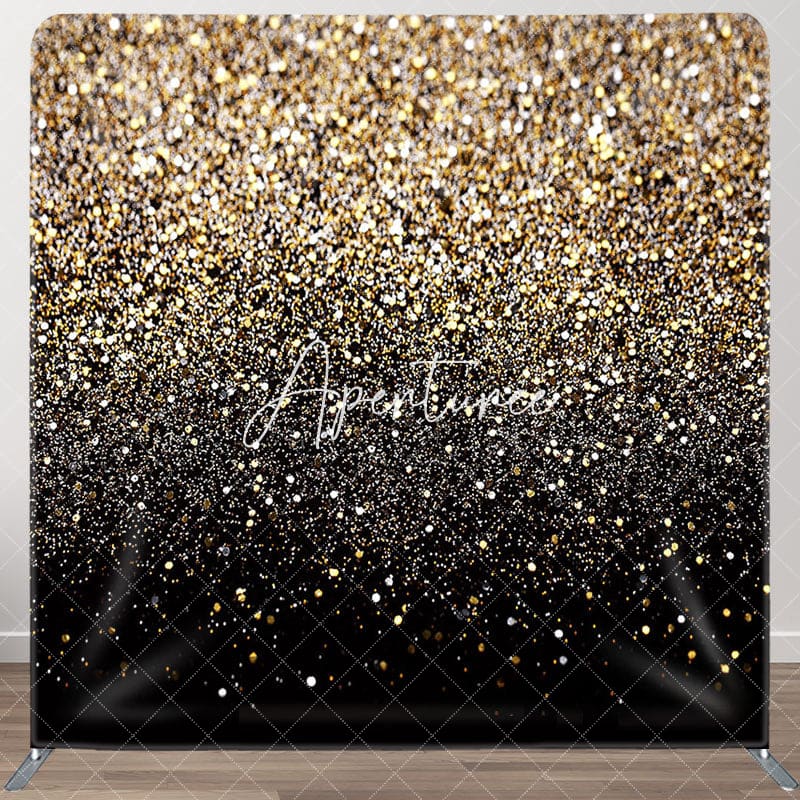 Aperturee - Aperturee Black Gold Glitter Dance Party Pillow Case Backdrop