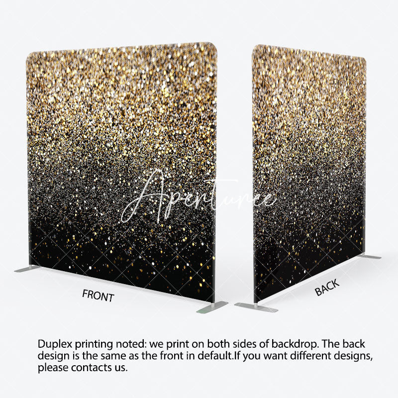 Aperturee - Aperturee Black Gold Glitter Dance Party Pillow Cover Backdrop