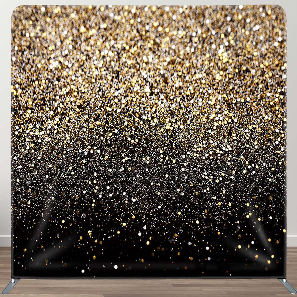 Aperturee - Aperturee Black Gold Glitter Dance Party Pillow Cover Backdrop