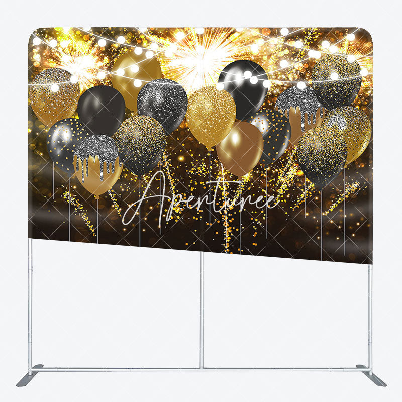 Aperturee - Aperturee Black Gold Glitter Lighted Pillow Case Backdrop