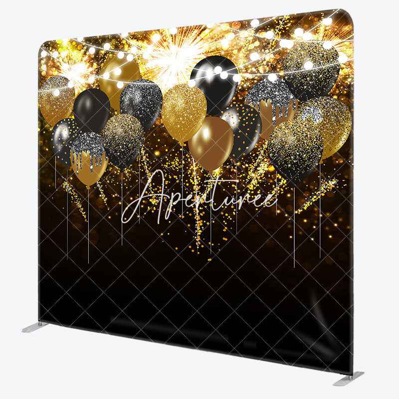 Aperturee - Aperturee Black Gold Glitter Lighted Pillow Case Backdrop