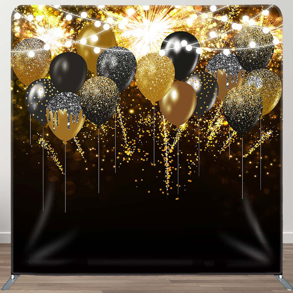 Aperturee - Aperturee Black Gold Glitter Lighted Pillow Case Backdrop