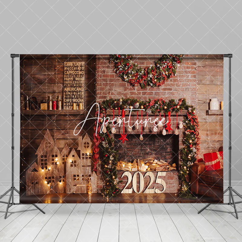 Aperturee - Aperturee Black Gold Glittering 2025 New Year Party Backdrop