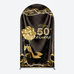 Aperturee - Aperturee Black Gold Highheels 50th Birthday Arch Backdrop