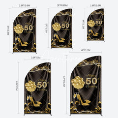 Aperturee - Aperturee Black Gold Highheels 50th Birthday Half Moon Arch Backdrop