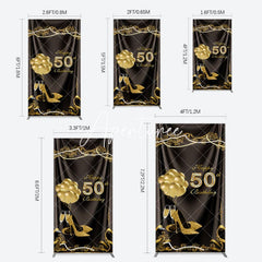 Aperturee - Aperturee Black Gold Highheels 50th Birthday Rectangle Backdrop