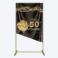 Aperturee - Aperturee Black Gold Highheels 50th Birthday Rectangle Backdrop