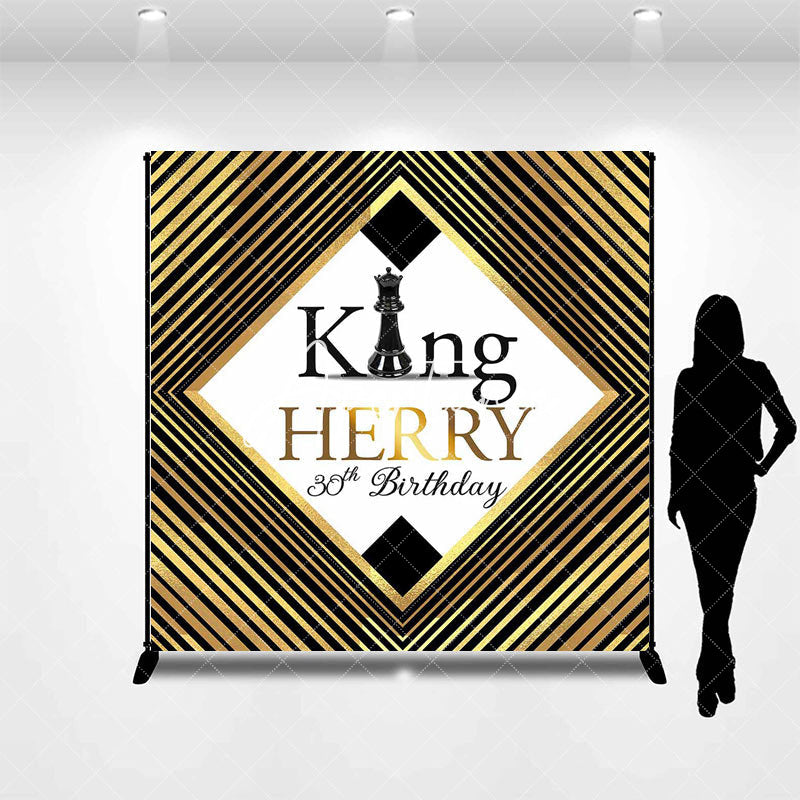 Aperturee - Aperturee Black Gold King Custom Name 30th Birthday Backdrop