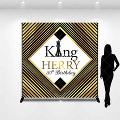 Aperturee - Aperturee Black Gold King Custom Name 30th Birthday Backdrop