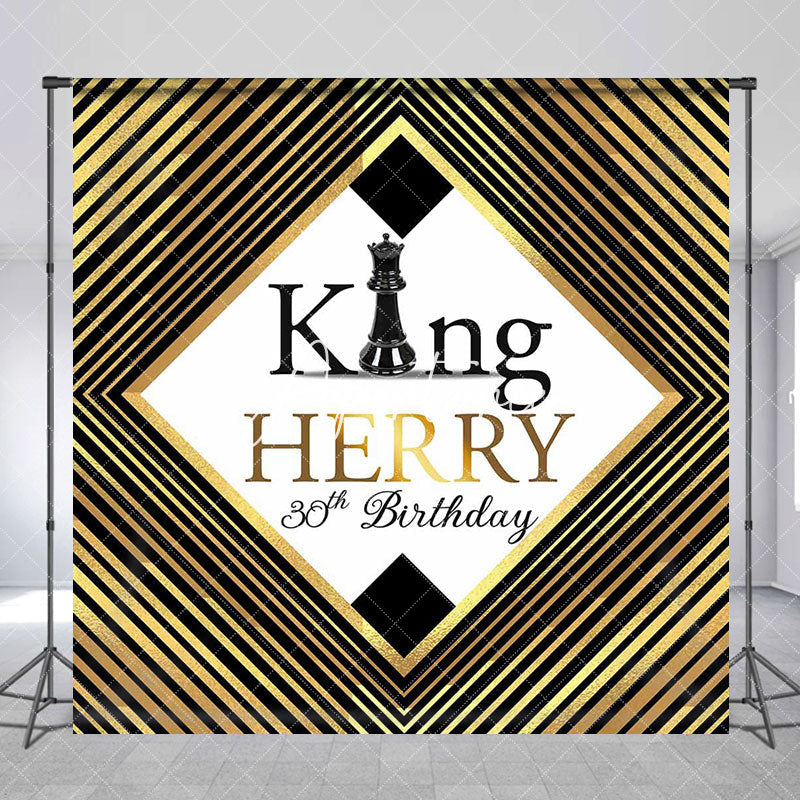 Aperturee - Aperturee Black Gold King Custom Name 30th Birthday Backdrop