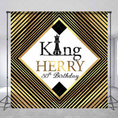 Aperturee - Aperturee Black Gold King Custom Name 30th Birthday Backdrop