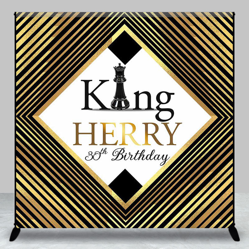 Aperturee - Aperturee Black Gold King Custom Name 30th Birthday Backdrop