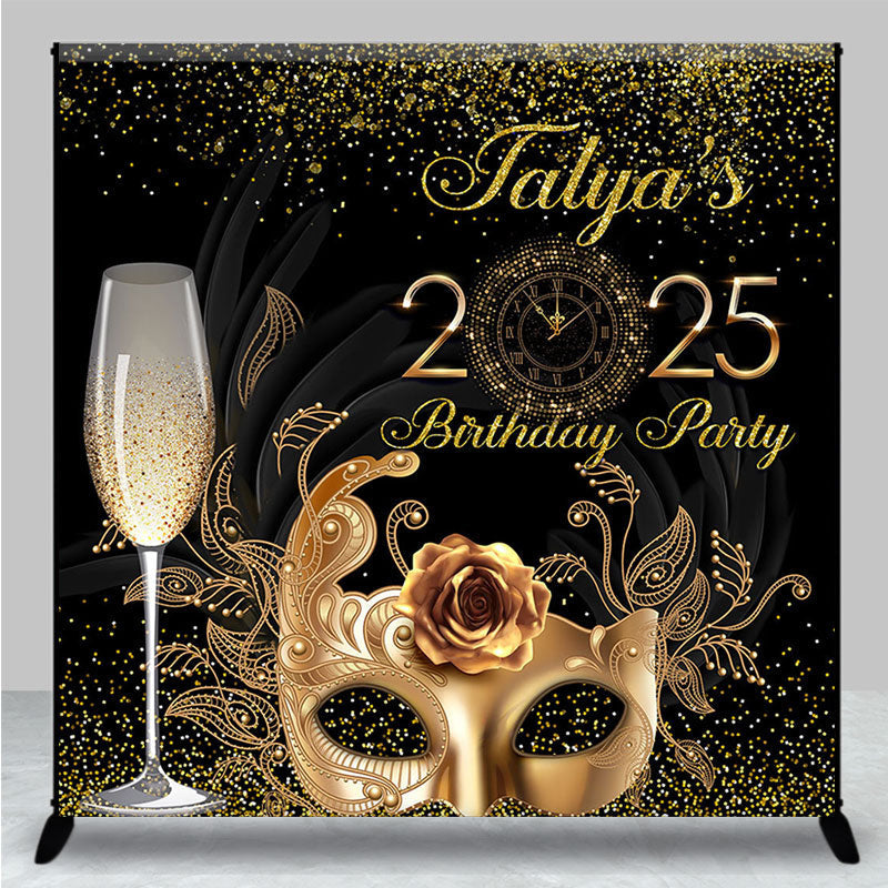 Aperturee - Aperturee Black Gold Mask Masquerade Custom Name Backdrop