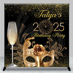 Aperturee - Aperturee Black Gold Mask Masquerade Custom Name Backdrop