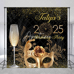 Aperturee - Aperturee Black Gold Mask Masquerade Custom Name Backdrop