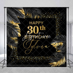 Aperturee - Aperturee Black Gold Monstera Custom 30th Birthday Backdrop