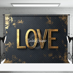 Aperturee - Aperturee Black Gold Pattern Love Valentines Day Backdrop