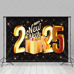 Aperturee - Aperturee Black Gold Sparkle Gift Box 2025 New Year Backdrop