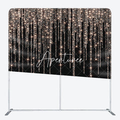 Aperturee - Aperturee Black Gold Sparkle Glitter Square Tension Backdrop