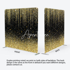 Aperturee - Aperturee Black Gold Sparkle Party Square Double-Sided Backdrop