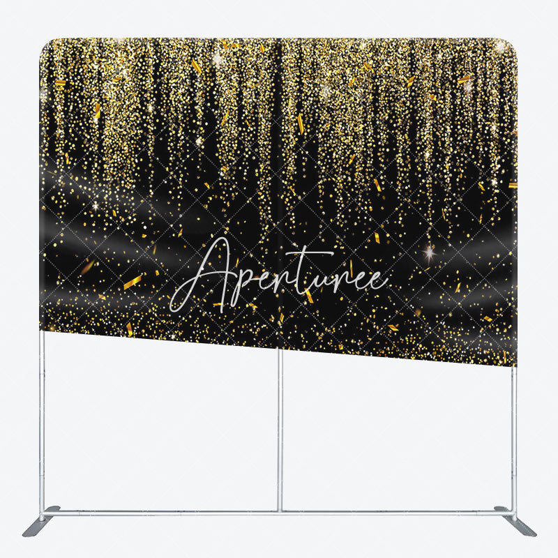 Aperturee - Aperturee Black Gold Sparkle Party Square Double-Sided Backdrop