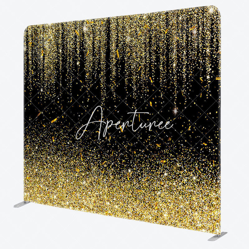 Aperturee - Aperturee Black Gold Sparkle Party Square Double-Sided Backdrop