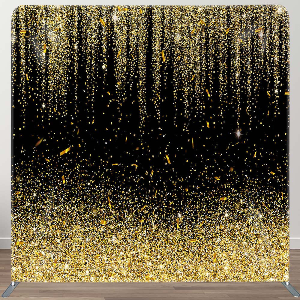 Aperturee - Aperturee Black Gold Sparkle Party Square Double-Sided Backdrop