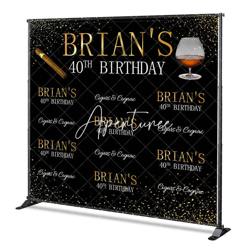 Aperturee - Aperturee Black Gold Step And Repeat Custom Birthday Backdrop