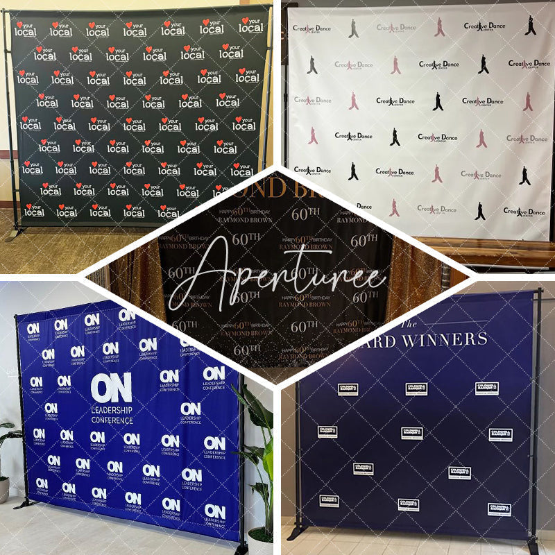 Aperturee - Aperturee Black Gold Step And Repeat Custom Birthday Backdrop