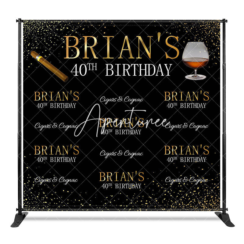 Aperturee - Aperturee Black Gold Step And Repeat Custom Birthday Backdrop