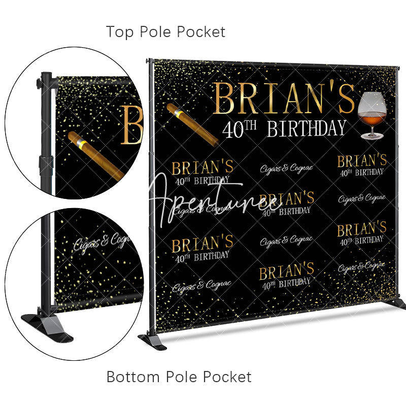 Aperturee - Aperturee Black Gold Step And Repeat Custom Birthday Backdrop