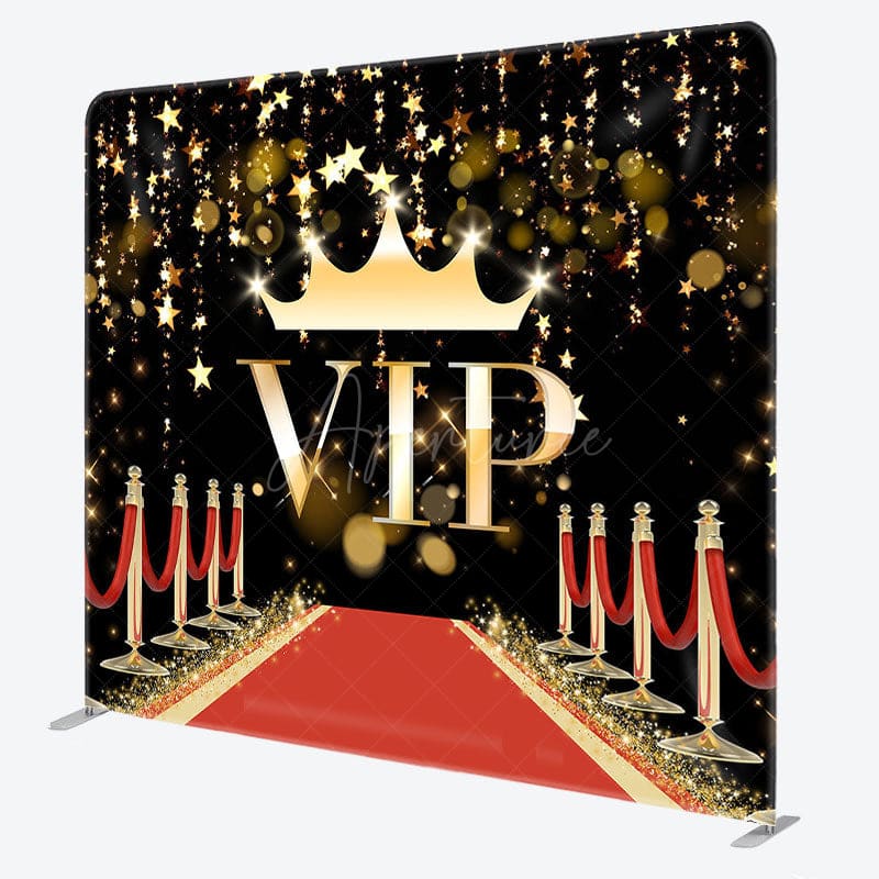 Aperturee - Aperturee Black Gold Vip Carpet Party Square Tension Backdrop