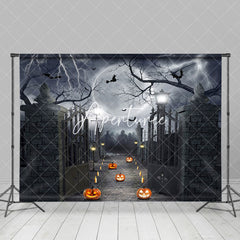 Aperturee - Aperturee Black Gray Night Lightning Witch Halloween Backdrop