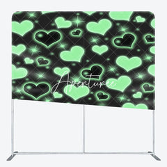 Aperturee - Aperturee Black Green Sprakle Hearts Square Tension Backdrop