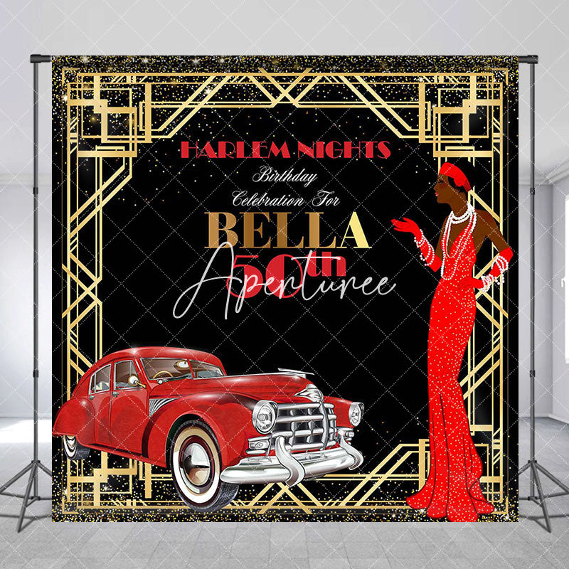 Aperturee - Aperturee Black Harlem Nights Custom 50th Birthday Backdrop