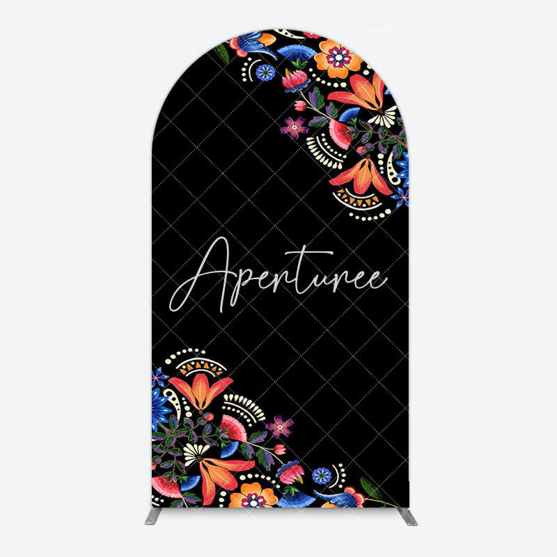 Aperturee - Aperturee Black Mexican National Flower Birthday Arch Backdrop