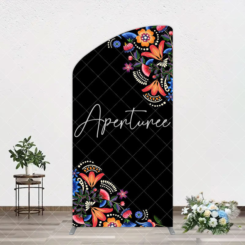 Aperturee - Aperturee Black Mexican National Flower Birthday Arch Backdrop