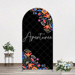 Aperturee - Aperturee Black Mexican National Flower Birthday Arch Backdrop