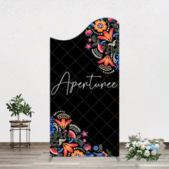 Aperturee - Aperturee Black Mexican National Flower Birthday Arch Backdrop