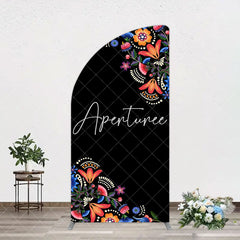 Aperturee - Aperturee Black Mexican National Flower Birthday Arch Backdrop