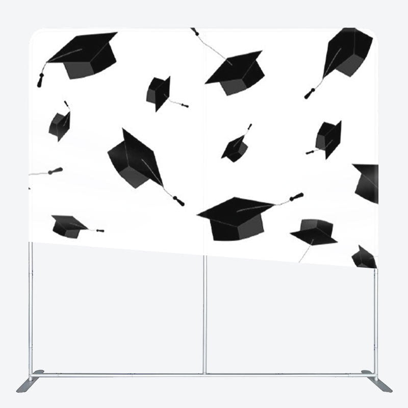 Aperturee - Aperturee Black Mortarboard White Simple Graduation Backdrop