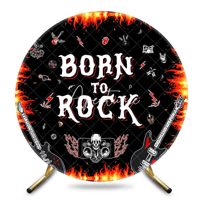 Aperturee - Aperturee Black Passionate Born To Rock Round Birthday Backdrop