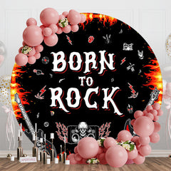 Aperturee - Aperturee Black Passionate Born To Rock Round Birthday Backdrop