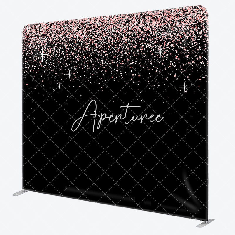 Aperturee - Aperturee Black Pink Glitter Dance Party Pillow Case Backdrop