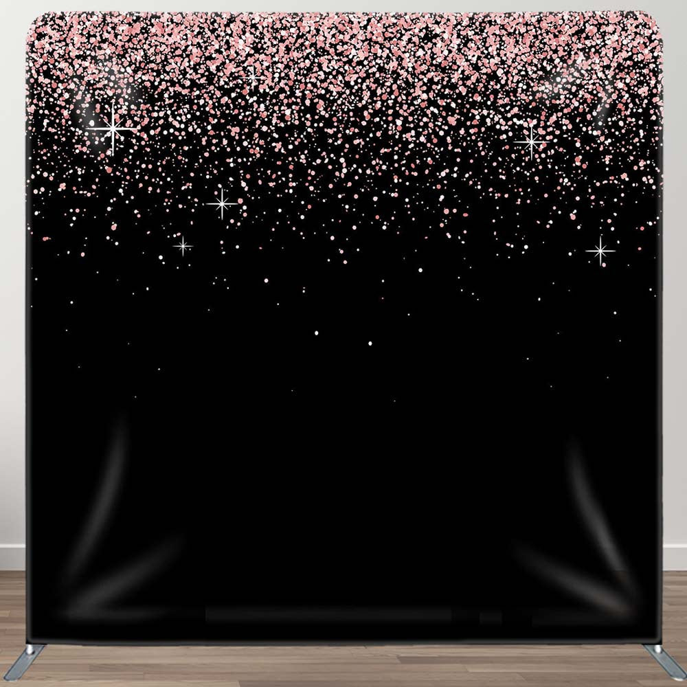 Aperturee - Aperturee Black Pink Glitter Dance Party Pillow Case Backdrop