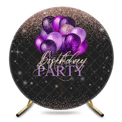 Aperturee - Aperturee Black Pink Glitter Round Birthday Party Backdrop