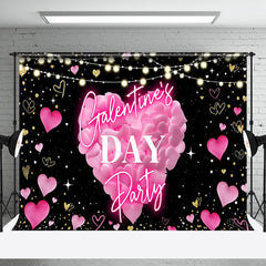 Aperturee - Aperturee Black Pink Heart Light Galentines Day Party Backdrop